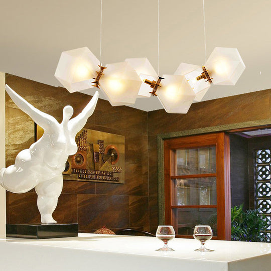Postmodern Geometric Frosted Glass 6/8/10 Head Gold Hanging Chandelier For A Stylish Lighting