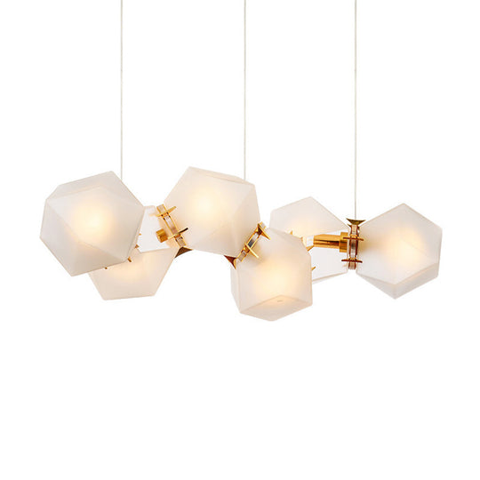 Postmodern Geometric Frosted Glass 6/8/10 Head Gold Hanging Chandelier For A Stylish Lighting