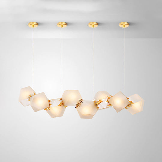Postmodern Geometric Frosted Glass 6/8/10 Head Gold Hanging Chandelier For A Stylish Lighting