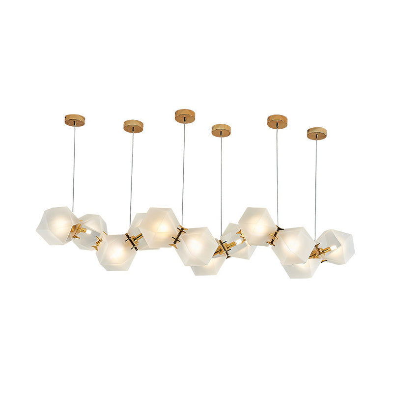 Postmodern Geometric Frosted Glass 6/8/10 Head Gold Hanging Chandelier For A Stylish Lighting