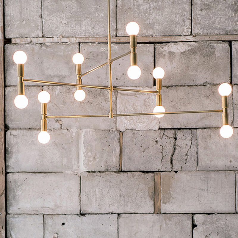Modern Gold 12 - Light 3 - Tier Metal Hanging Chandelier Lamp Kit For Bedroom Pendant Lighting