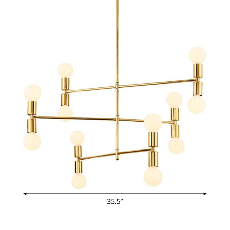 Modern Gold 12 - Light 3 - Tier Metal Hanging Chandelier Lamp Kit For Bedroom Pendant Lighting