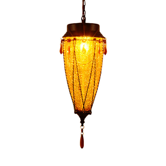 Olga - Vintage Conical Red/Yellow/Blue Glass Pendant Light Fixture Style 1 Restaurant Down Lighting