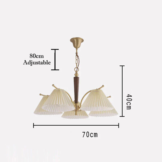 American Simple Copper Pleated Chandelier Pendant