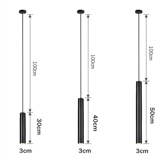 Black Industrial Pendant Lights Long Tube Hanging Lamp For Living Room Home Light Fixtures Decor