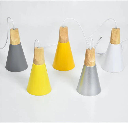 Nordic Combined Bar Real Wood Pendant Lights Multicolor Aluminum Lamp Shade Lamps For Dining Room