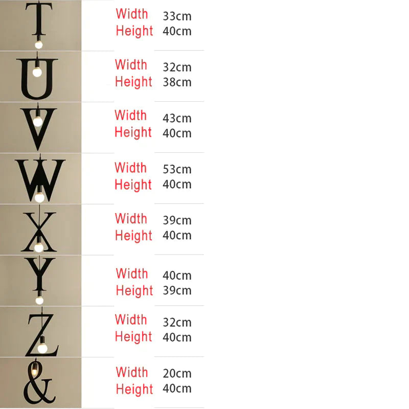 Pendant Lights Modern Kitchen Lamp Dining Living Room Shop Capital Alphabet Letter