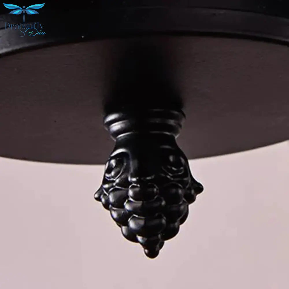 3/4 Lights Ceiling Light Traditional Geometric Frosted Glass Hanging Chandelier In Black With