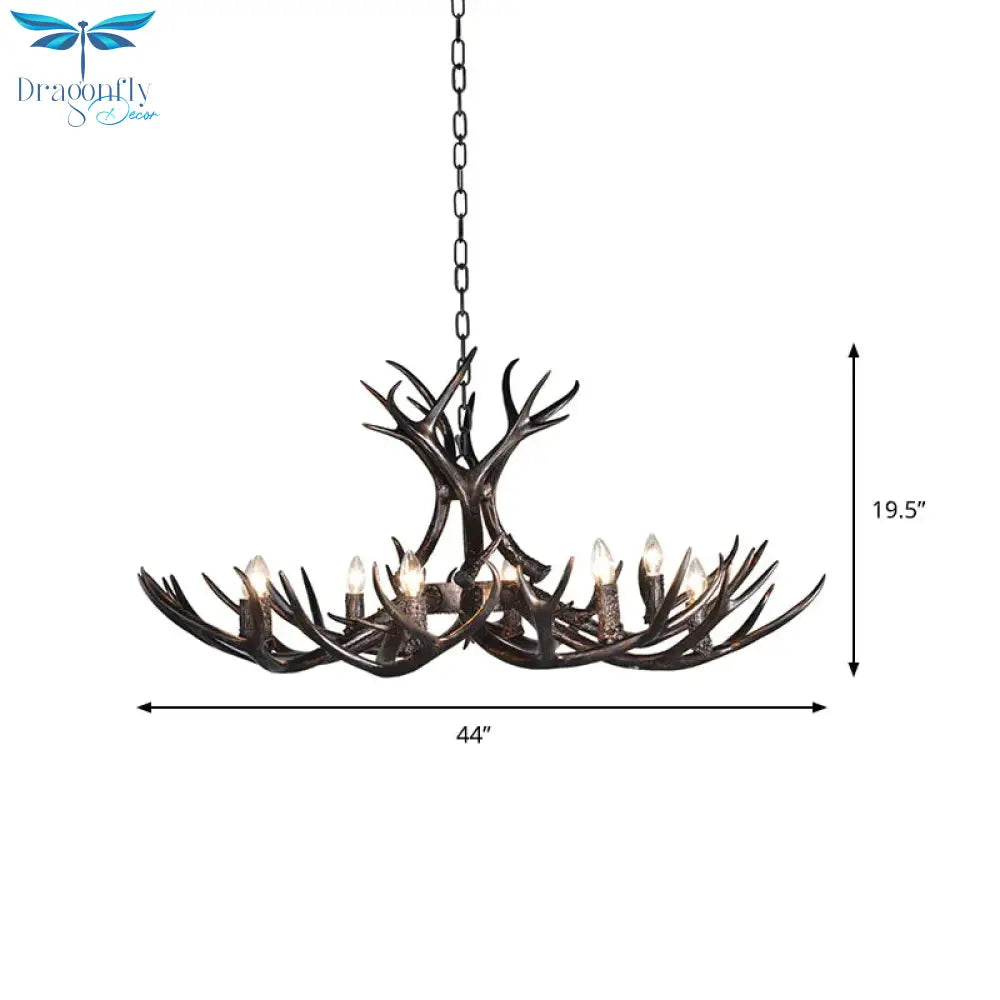 3/5/6 Heads Resin Chandelier Vintage Style Black Candelabra Living Room Pendant Light With