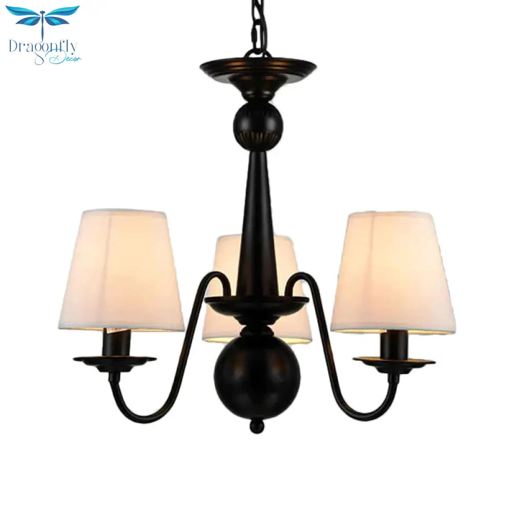 3/5/6 Lights Chandelier Light Fixture Traditional White Fabric Tapered Pendant Lamp For Living Room