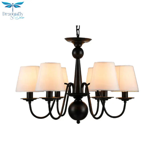 3/5/6 Lights Chandelier Light Fixture Traditional White Fabric Tapered Pendant Lamp For Living Room