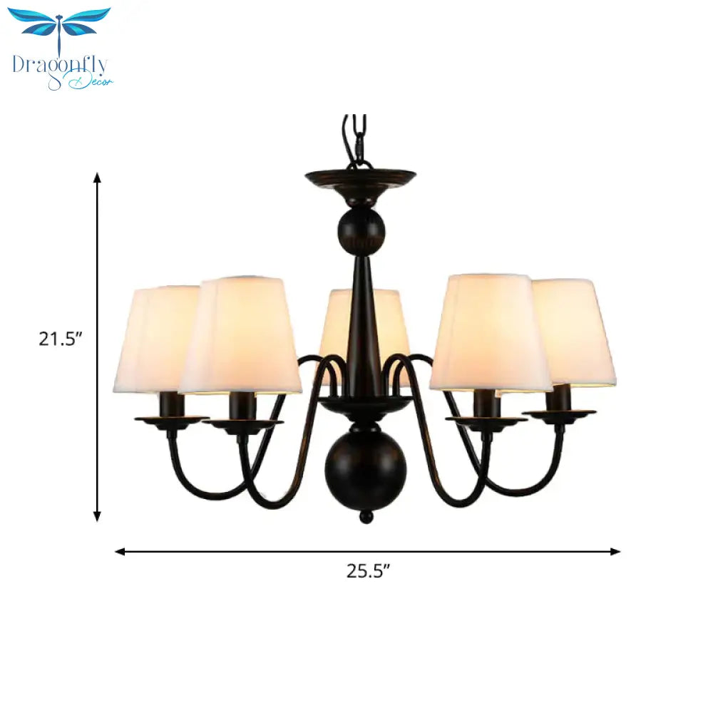 3/5/6 Lights Chandelier Light Fixture Traditional White Fabric Tapered Pendant Lamp For Living Room