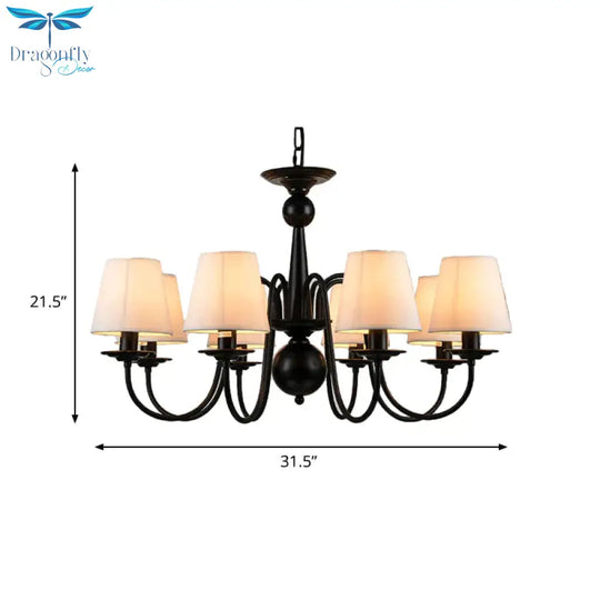 3/5/6 Lights Chandelier Light Fixture Traditional White Fabric Tapered Pendant Lamp For Living Room