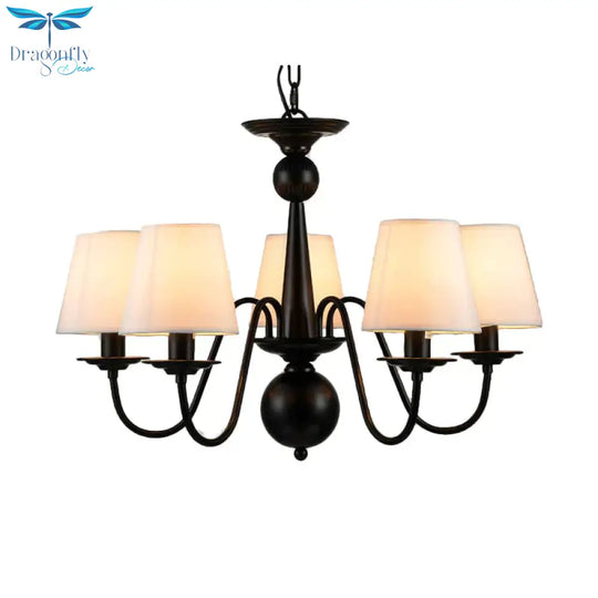 3/5/6 Lights Chandelier Light Fixture Traditional White Fabric Tapered Pendant Lamp For Living Room