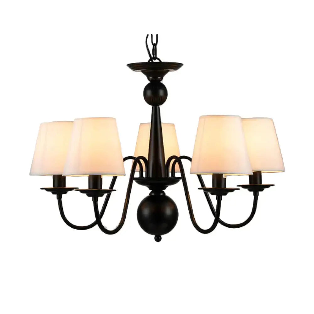 3/5/6 Lights Chandelier Light Fixture Traditional White Fabric Tapered Pendant Lamp For Living Room