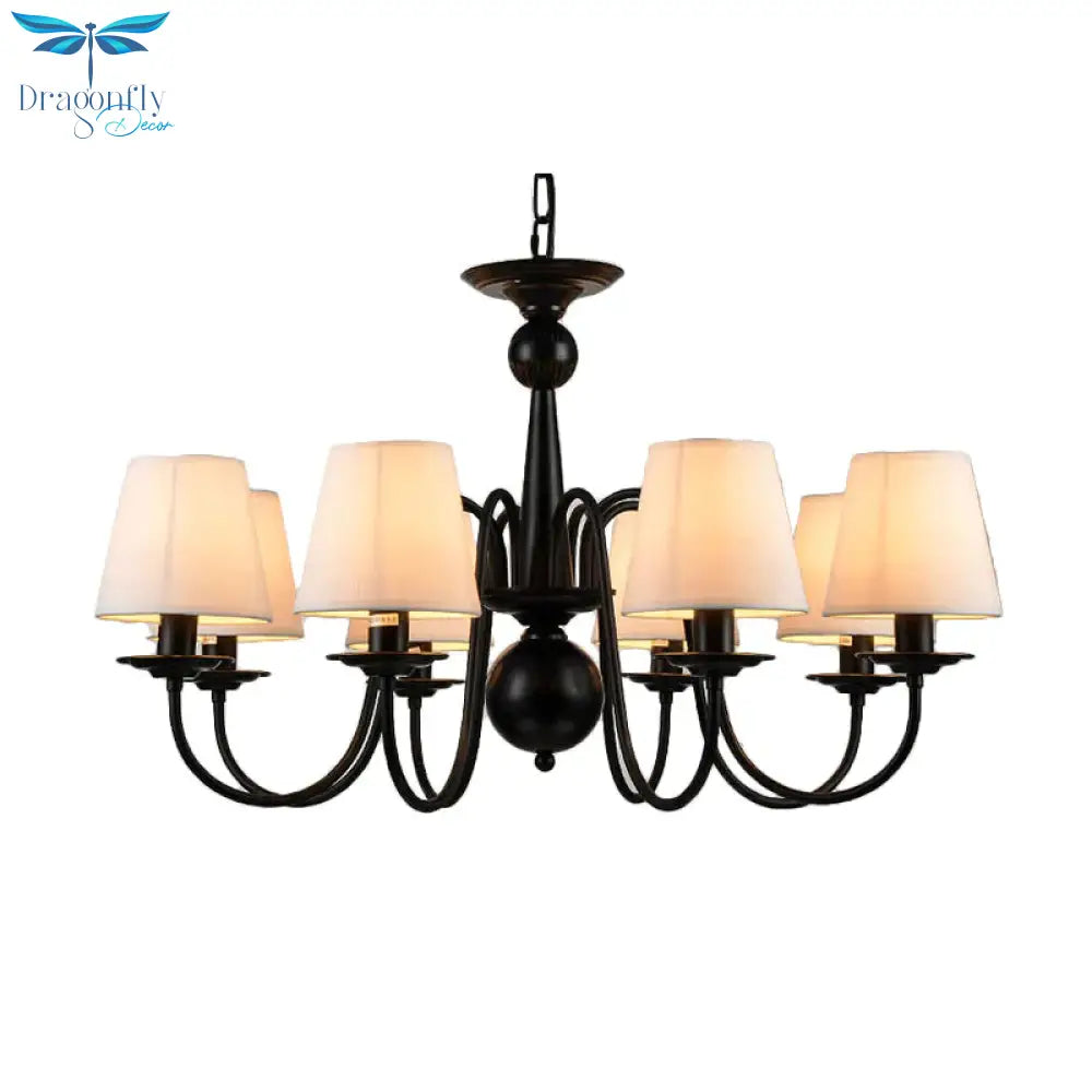 3/5/6 Lights Chandelier Light Fixture Traditional White Fabric Tapered Pendant Lamp For Living Room