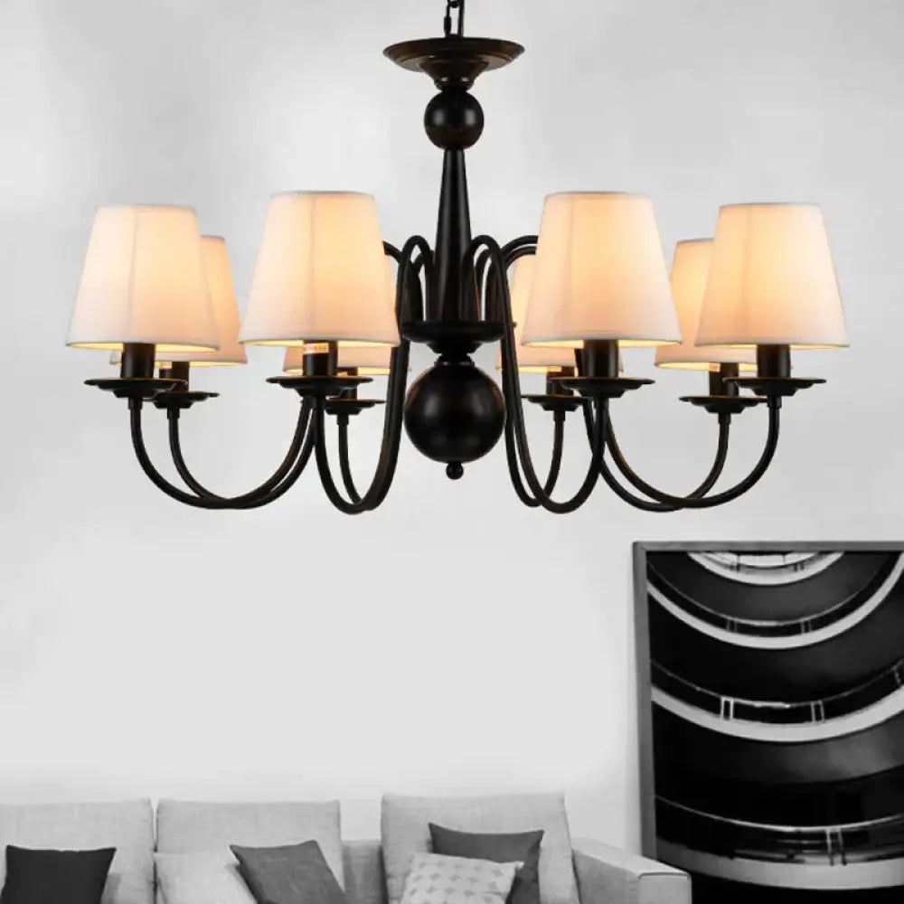 3/5/6 Lights Chandelier Light Fixture Traditional White Fabric Tapered Pendant Lamp For Living Room