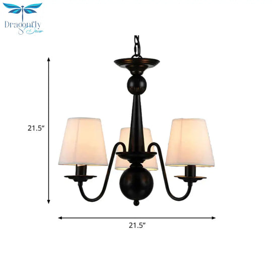 3/5/6 Lights Chandelier Light Fixture Traditional White Fabric Tapered Pendant Lamp For Living Room