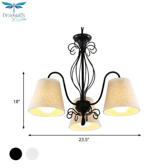 3/6/8 Bulbs Ceiling Lamp With Cone Fabric Shade Classic Living Room Chandelier Pendant Light In