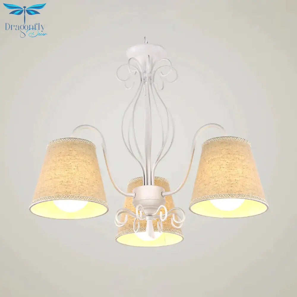 3/6/8 Bulbs Ceiling Lamp With Cone Fabric Shade Classic Living Room Chandelier Pendant Light In