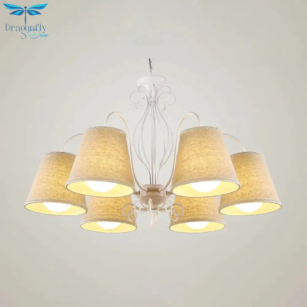 3/6/8 Bulbs Ceiling Lamp With Cone Fabric Shade Classic Living Room Chandelier Pendant Light In