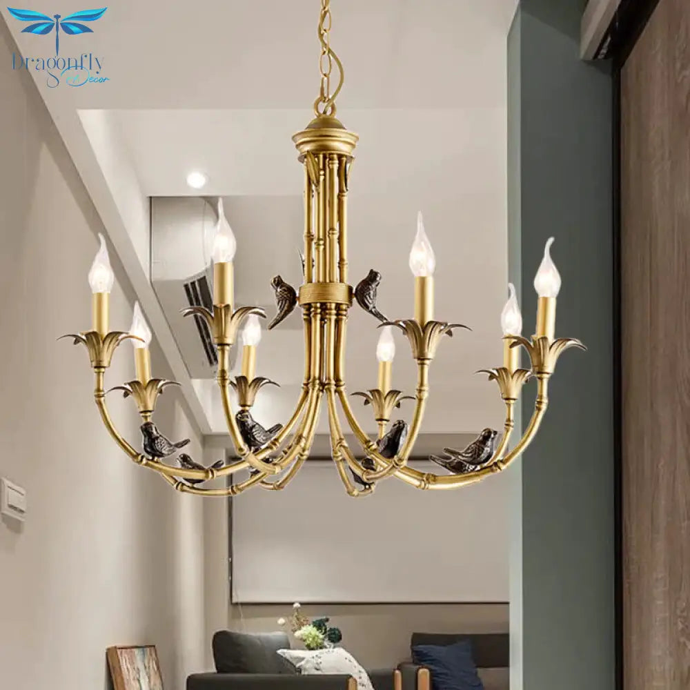 3/6/8 Lights Candelabra Ceiling Chandelier Rustic Brass Metal Pendant Lighting For Living Room