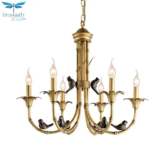 3/6/8 Lights Candelabra Ceiling Chandelier Rustic Brass Metal Pendant Lighting For Living Room