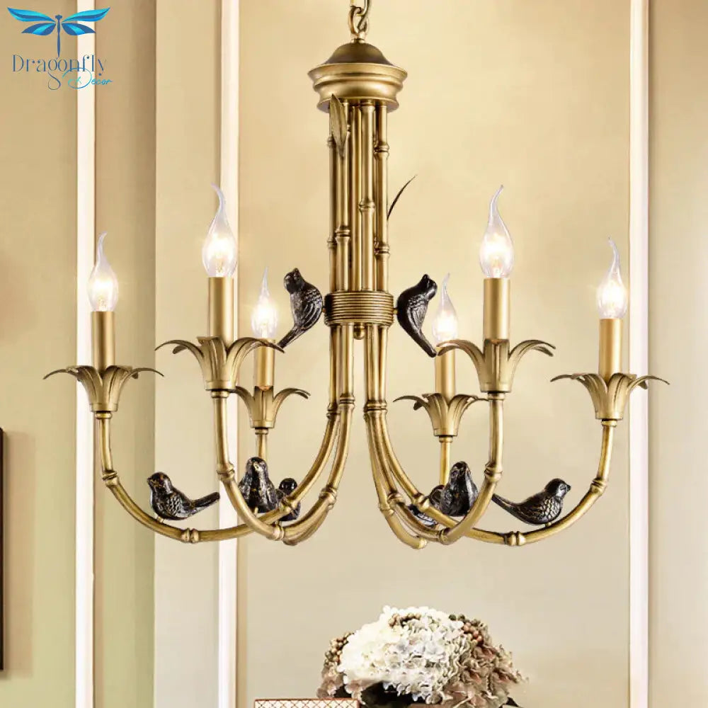 3/6/8 Lights Candelabra Ceiling Chandelier Rustic Brass Metal Pendant Lighting For Living Room