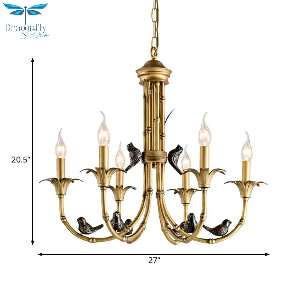 3/6/8 Lights Candelabra Ceiling Chandelier Rustic Brass Metal Pendant Lighting For Living Room