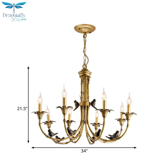 3/6/8 Lights Candelabra Ceiling Chandelier Rustic Brass Metal Pendant Lighting For Living Room