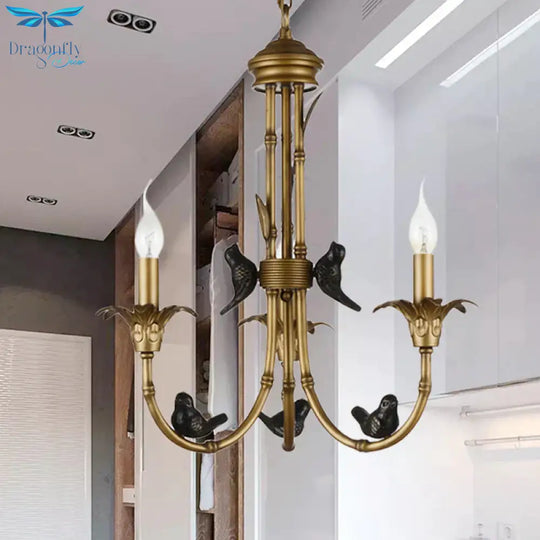 3/6/8 Lights Candelabra Ceiling Chandelier Rustic Brass Metal Pendant Lighting For Living Room