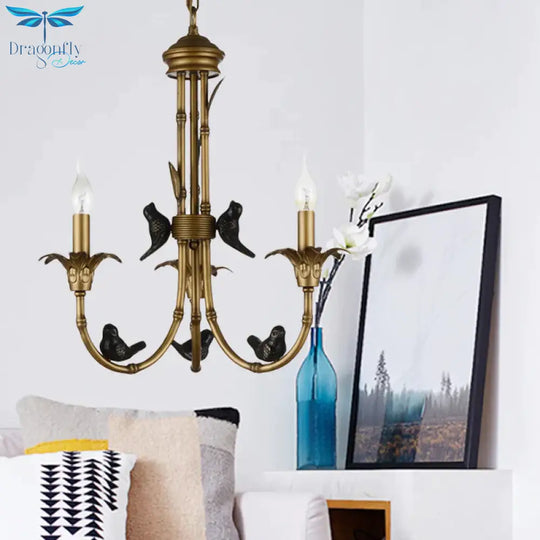 3/6/8 Lights Candelabra Ceiling Chandelier Rustic Brass Metal Pendant Lighting For Living Room