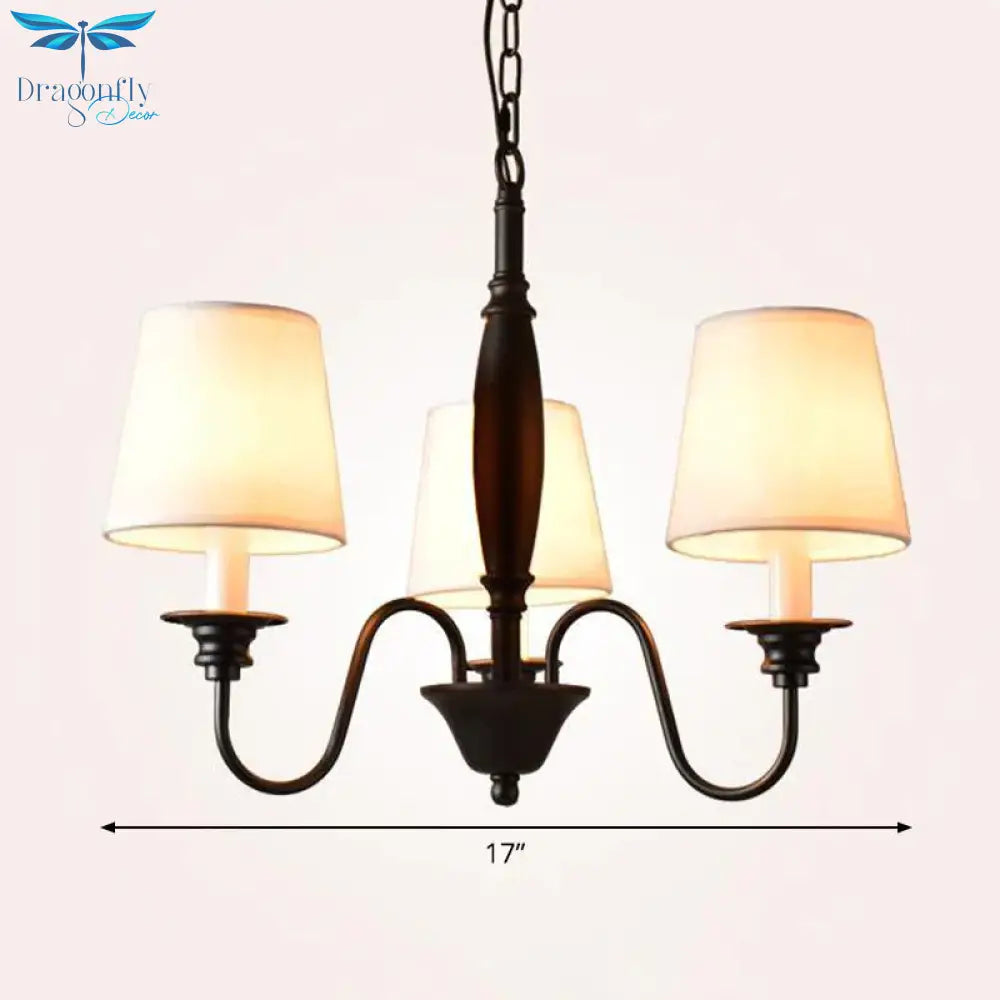 3/6/8 Lights Ceiling Light Minimalistic Tapered Fabric Hanging Chandelier In White For Living Room
