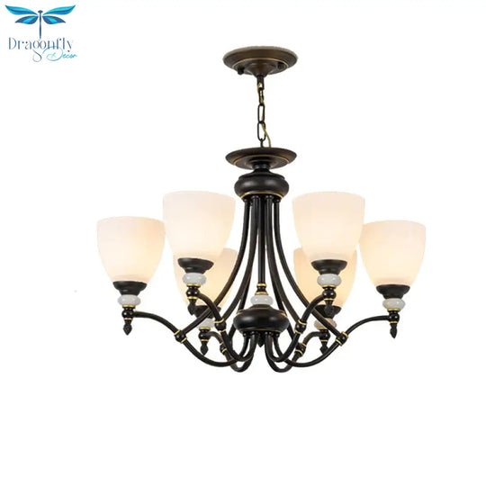 3/6/8 Lights Chandelier Light Sputnik White Glass Classic Dining Room Ceiling Lamp With Cup Shaped