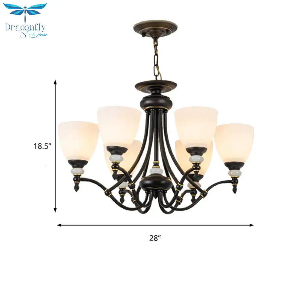 3/6/8 Lights Chandelier Light Sputnik White Glass Classic Dining Room Ceiling Lamp With Cup Shaped