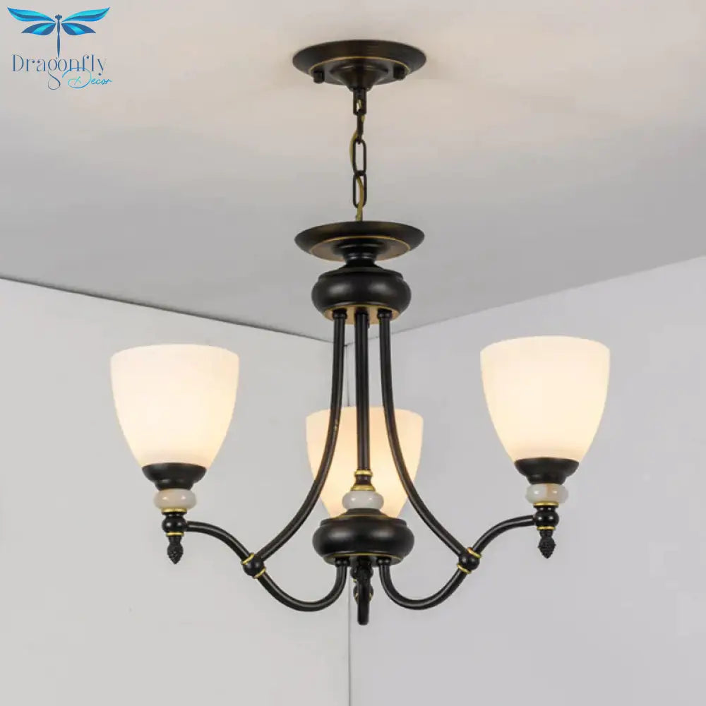 3/6/8 Lights Chandelier Light Sputnik White Glass Classic Dining Room Ceiling Lamp With Cup Shaped