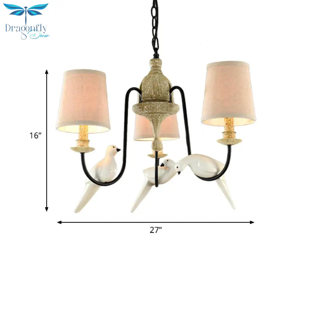 3/8 Lights Fabric Hanging Chandelier Traditional Flaxen Tapered Dining Room Pendant Light Fixture