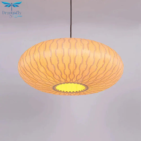 3 Heads Lantern Chandelier Lighting Chinese Wood Ceiling Suspension Lamp In Beige