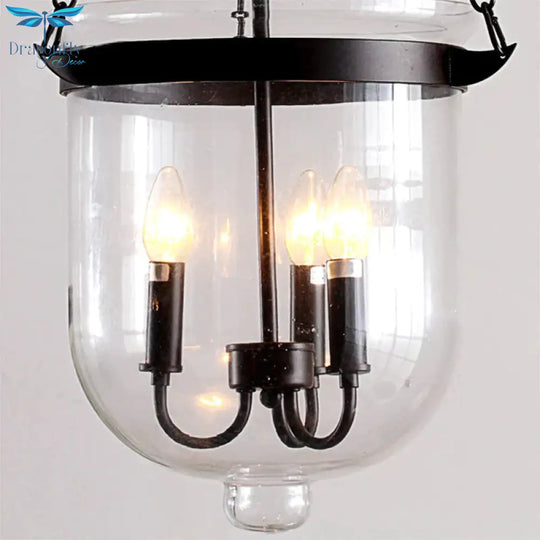 3 - Light Suspension Chandelier Pendant Light With Urn Shade Clear Glass Industrial Dining Room