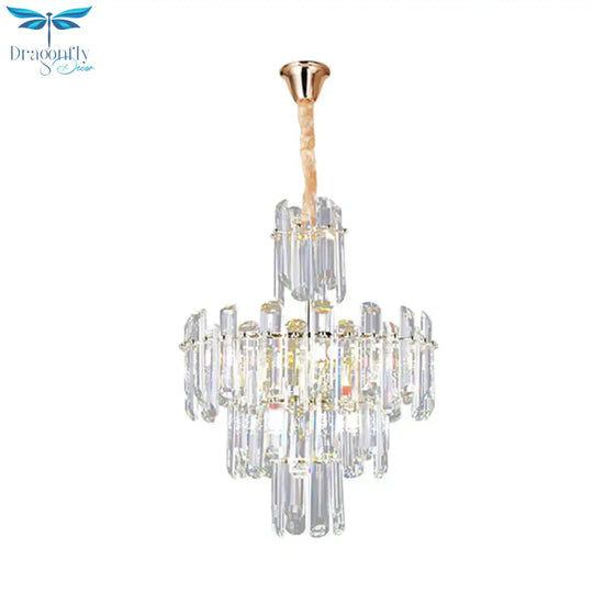 3 Tiers Beveled Crystal Chandelier Light Fixture Contemporary 8/12 Lights Clear Pendant Ceiling