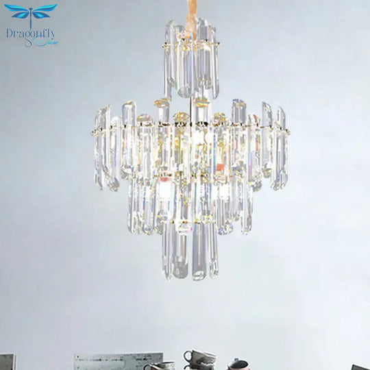 3 Tiers Beveled Crystal Chandelier Light Fixture Contemporary 8/12 Lights Clear Pendant Ceiling