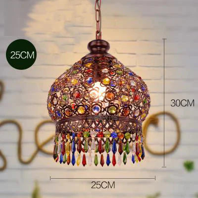 Bohemian Crystal Pendant Lamp Light Wrought Iron Lamps Lights For Kitchen Island Dining Living Room