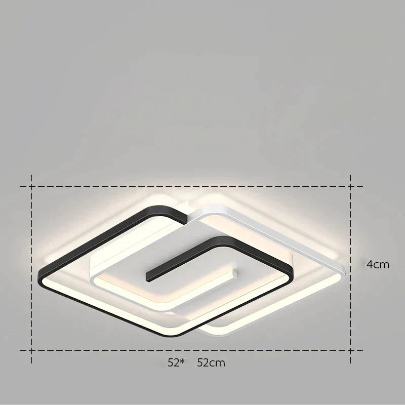 Nordic Simple Light Luxury Atmosphere Square Living Room Bedroom Ceiling Lamp Black / A Tri - Color