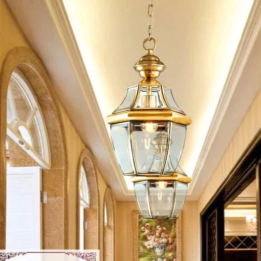 Copper Lamp European Restaurant Bar Chandelier Small Corridor Porch Balcony Pendant