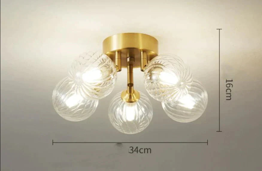 Nordic Copper Creative Modern Bedroom Ceiling Lamp 5 Heads / White Light
