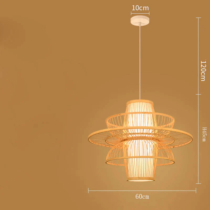 Bamboo Lanterns Restaurant Simple Tearoom Home Stay Chandelier As Show / Dia60Cm No Bulb Pendant