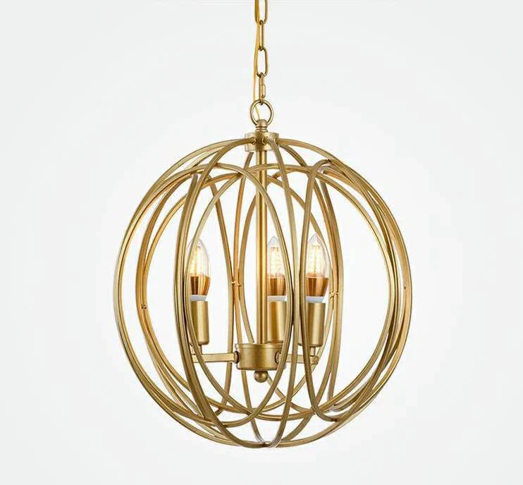 Chandelier Gold Balcony Corridor Lamp D350*H400Mm / 3 Heads Pendant