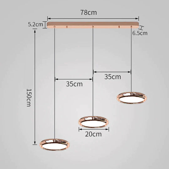 Three - Heads Restaurant Chandelier Creative Lamp Simple Modern Rose Gold / Tri - Color Light