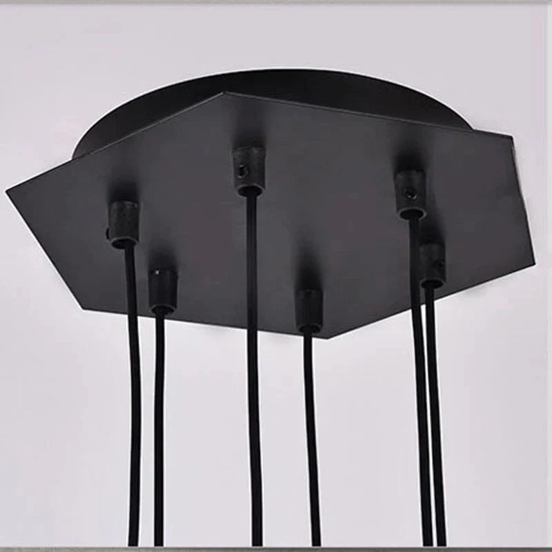 Creative Modern Art Pendant Lamp Light Black Metal Long Wire Simple Shape Kitchen Bar Hanging