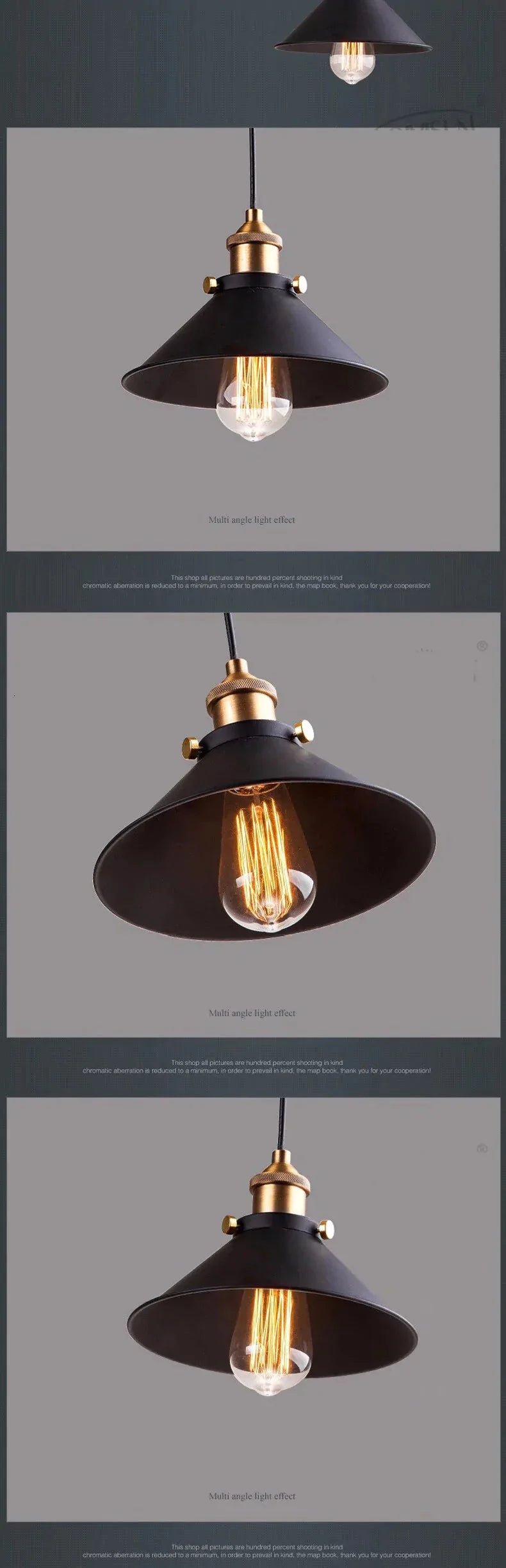 Black Vintage Industrial Pendant Light Nordic Retro Lights Iron Lampshade Loft Edison Lamp Metal